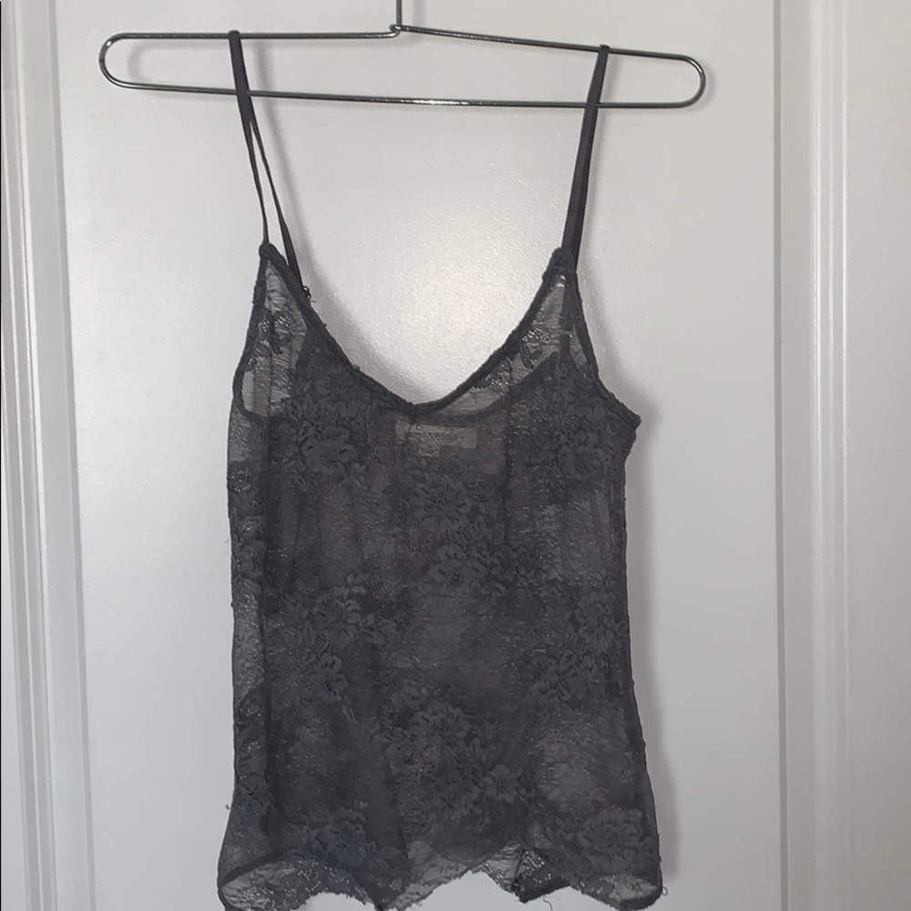 Grey lace tank